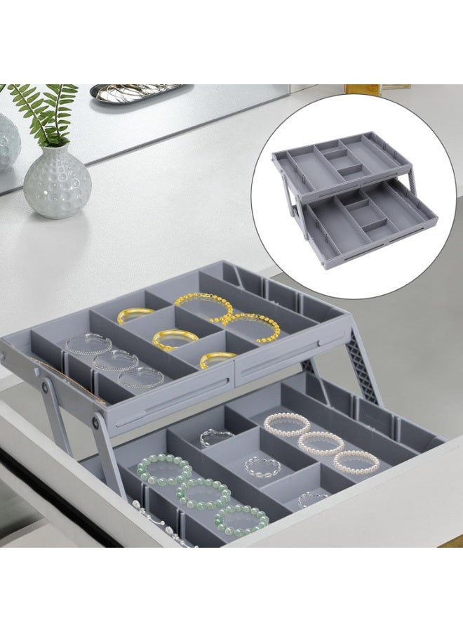 منظم أدراج متعدد المستويات قابل للتمدد والطي – منظم ذكي للمطبخ والمكياج والمجوهرات والمكاتب - Image 4